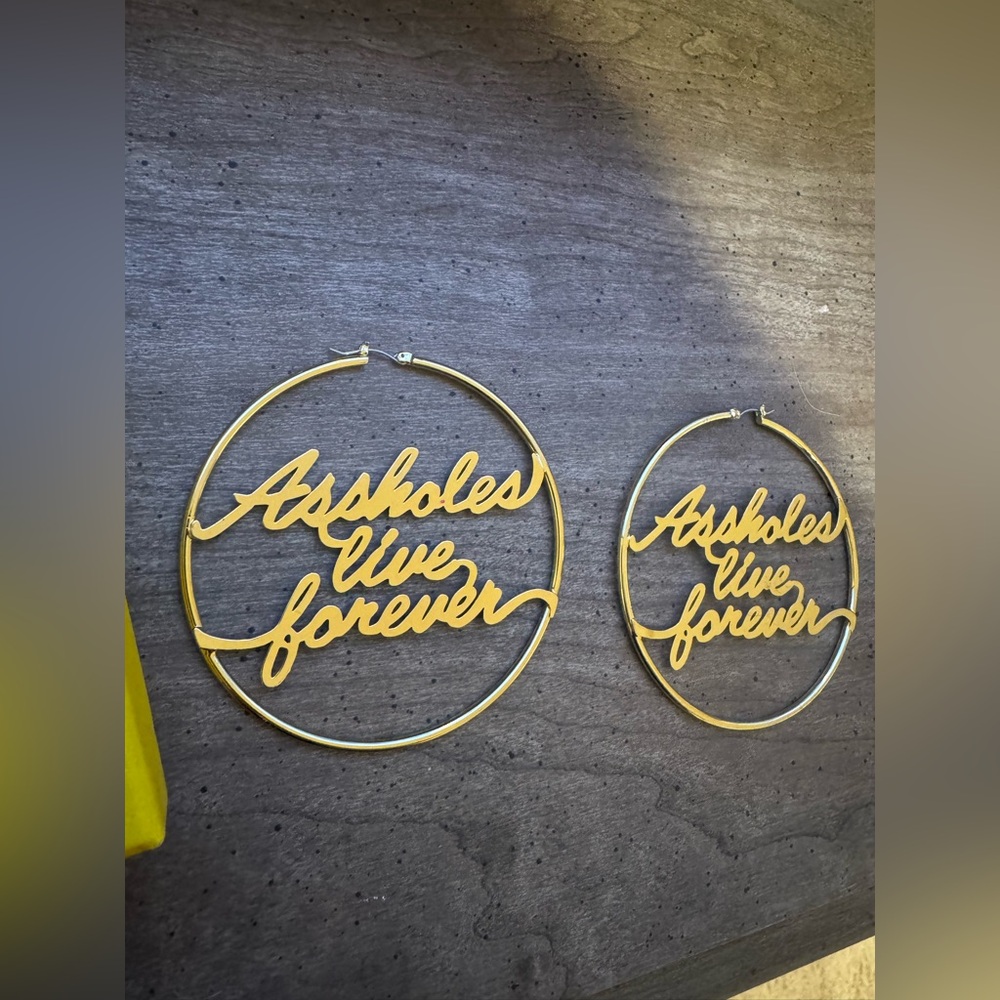 ASSHOLES LIVE FOREVER Golden Hoop Earrings